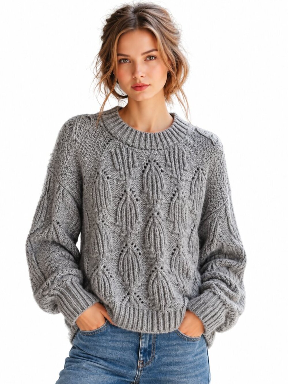 Oversized Zara cozy crew neck sweater
